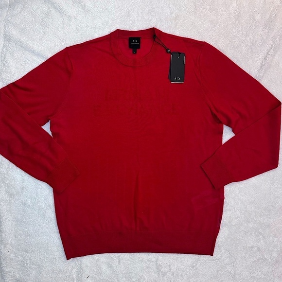 Armani Exchange Men’s Long Sleeve Sweater Size Large- Color - Red - Picture 2 of 7
